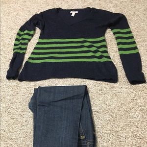 Striped v-neck sweater